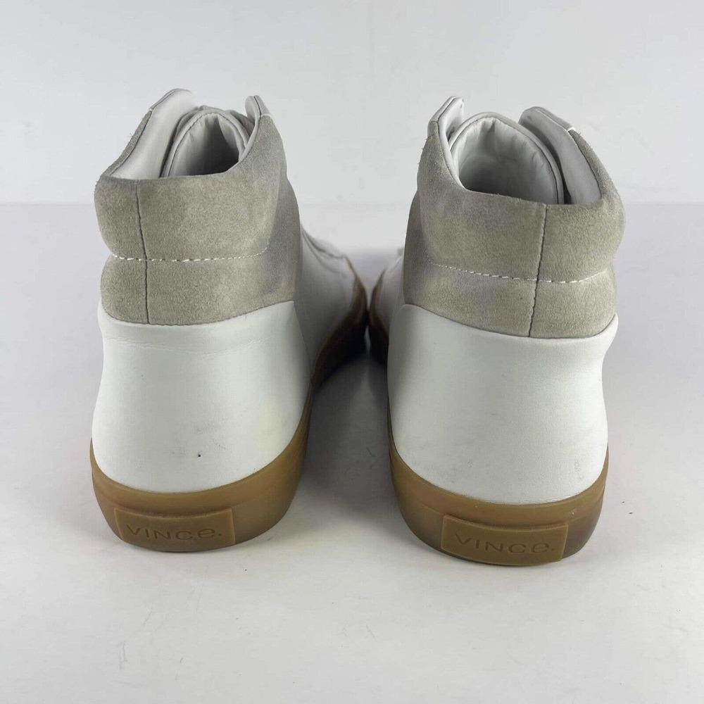 Vince Men's Fynn Leather High Top Sneaker US 11 White Lace-Up Mid Shoes boot - Picture 5 of 11